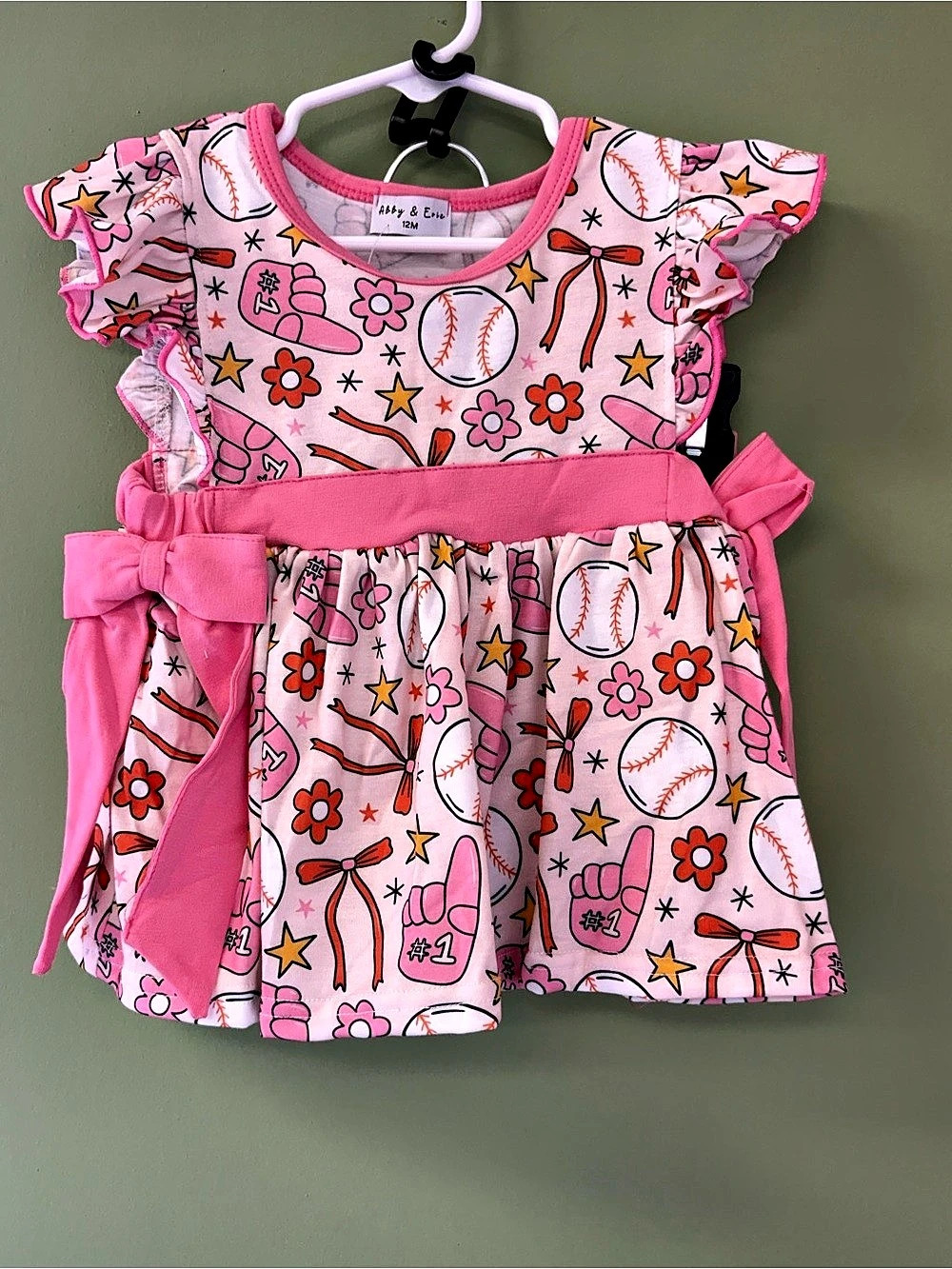 Abby & Evie Girls Floral Dress Set in Pink & White Size 12M NWT